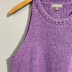 J Crew Lavender Knit Sweater Tank Pullover Cotton Blend Sleeveless Textured 2X